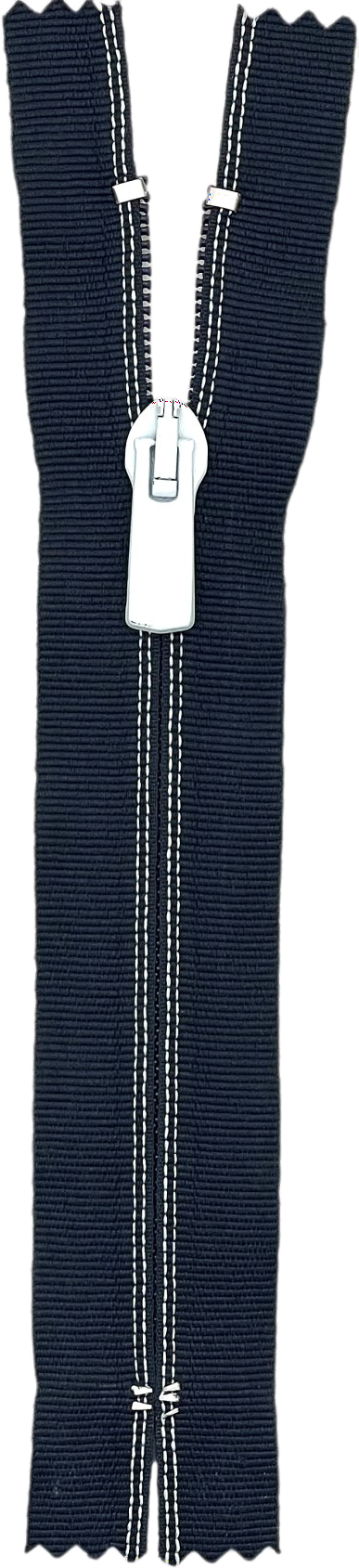 N5 coil zipper on grosgrain tape with decorative stitching